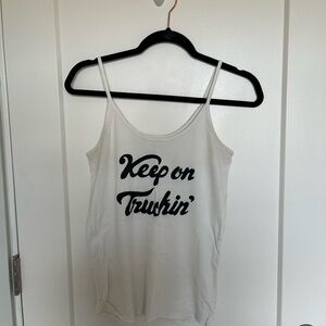 Bandit Brand, Made in USA Keep On Truckin' White Graphic Cami Tank Top